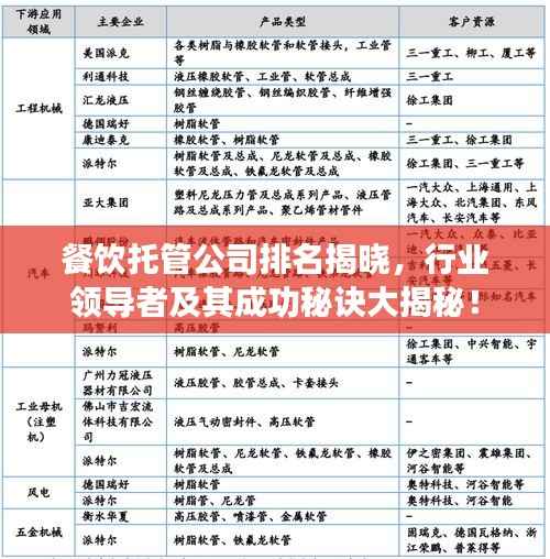 餐饮托管公司排名揭晓,行业领导者及其成功秘诀大揭秘!